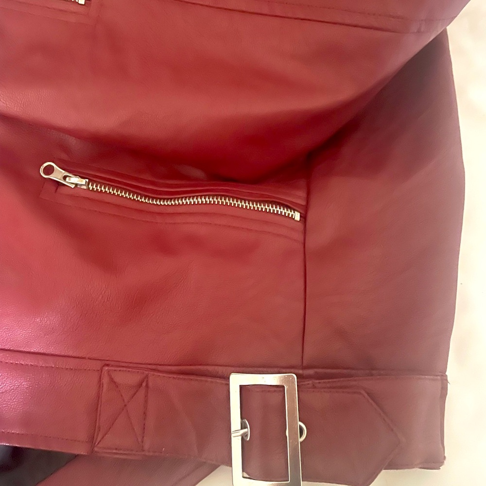 Faux leather jacket wine color size 1x